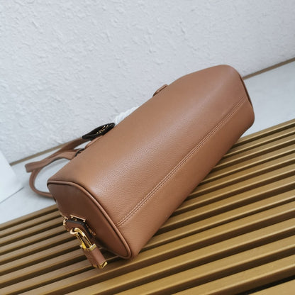 Prada Caramel Medium leather top-handle bag with padlock