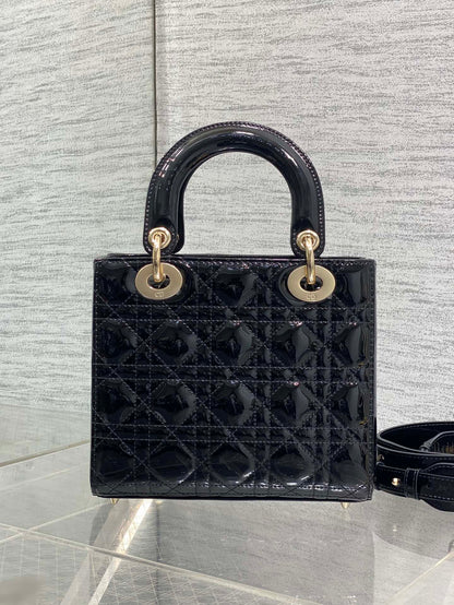 Christian Dior Small Lady Dior bag in Black Patent