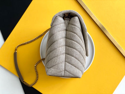 Saint Laurent Beige Suede Y Quilted Monogram