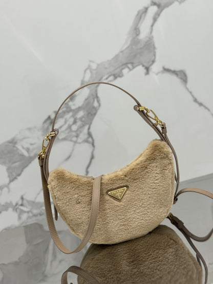 Prada Leather And Shearling Arquã¨ Handbag