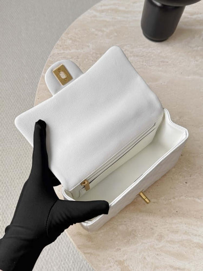 Chanel Small Classic Flap Top Handle White
