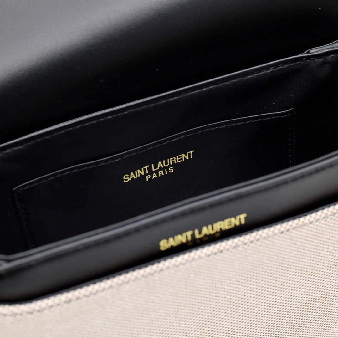 SAINT LAURENT Solferino Medium Cotton And Leather Shoulder Bag