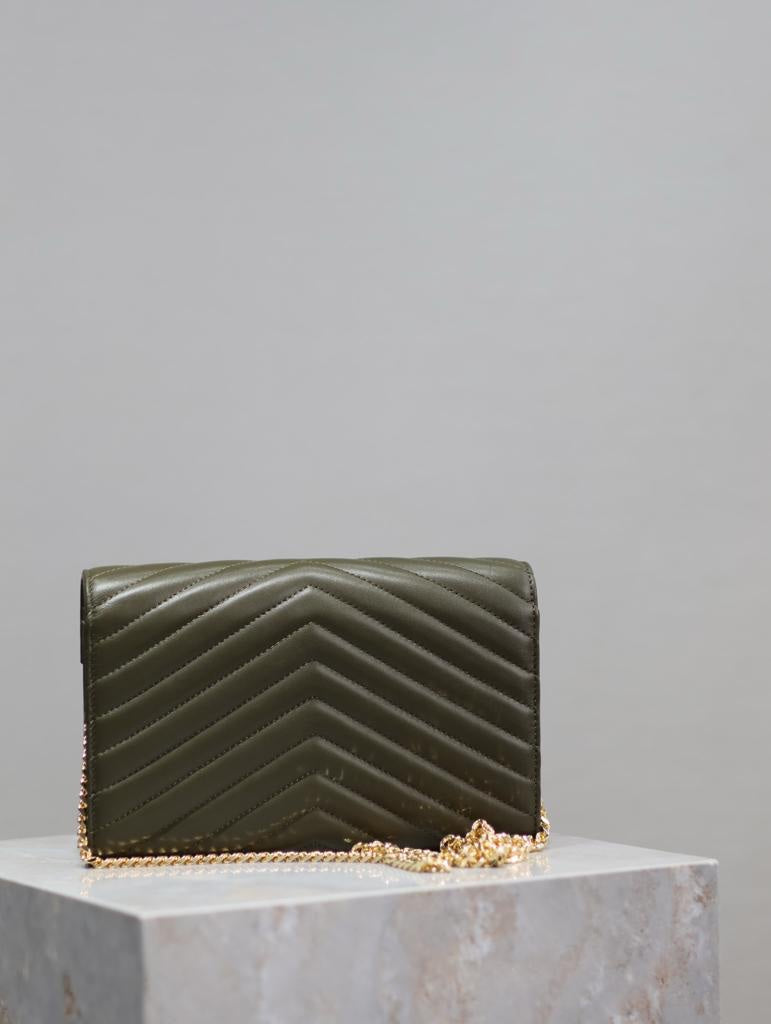 Saint Laurent chain wallet dark green