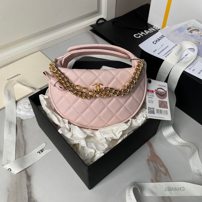 Chanel mini gold chain bag, light pink CN628