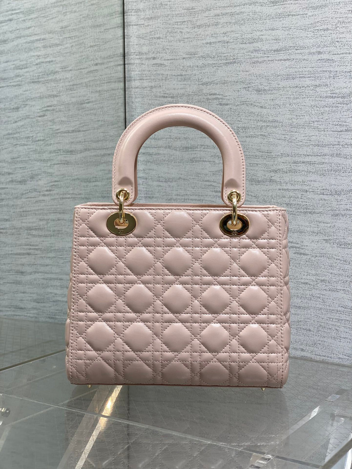 Dior Medium Lady bag in Pink Gold Hardware