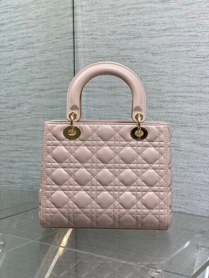 Dior Medium Lady bag in Pink Gold Hardware