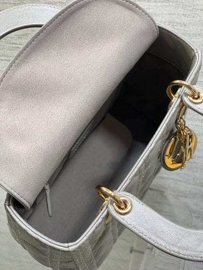 Dior Medium Lady in Grey Gold Hardware