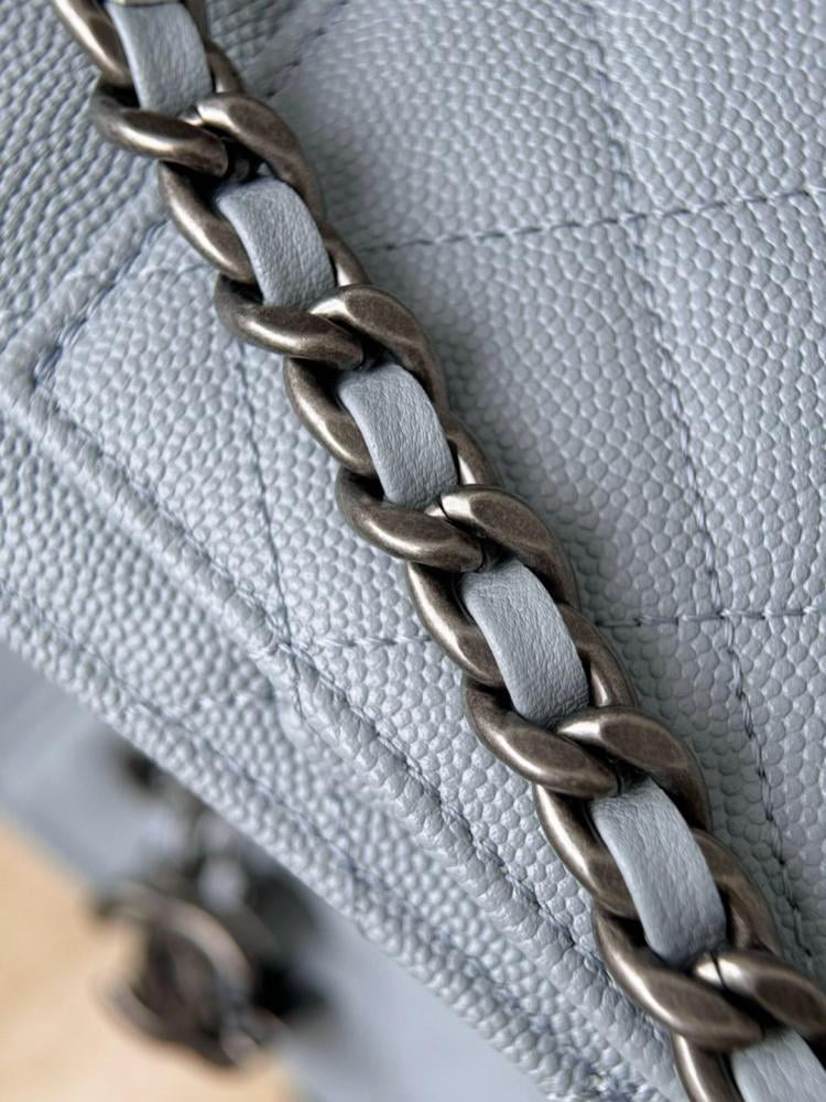 Chanel 25 Mini Blue Ruthenium Hardware
