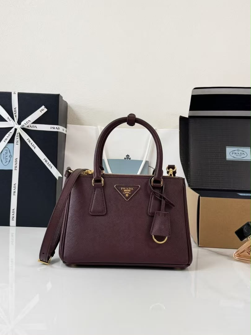 Prada Galleria small burgundy Saffiano leather