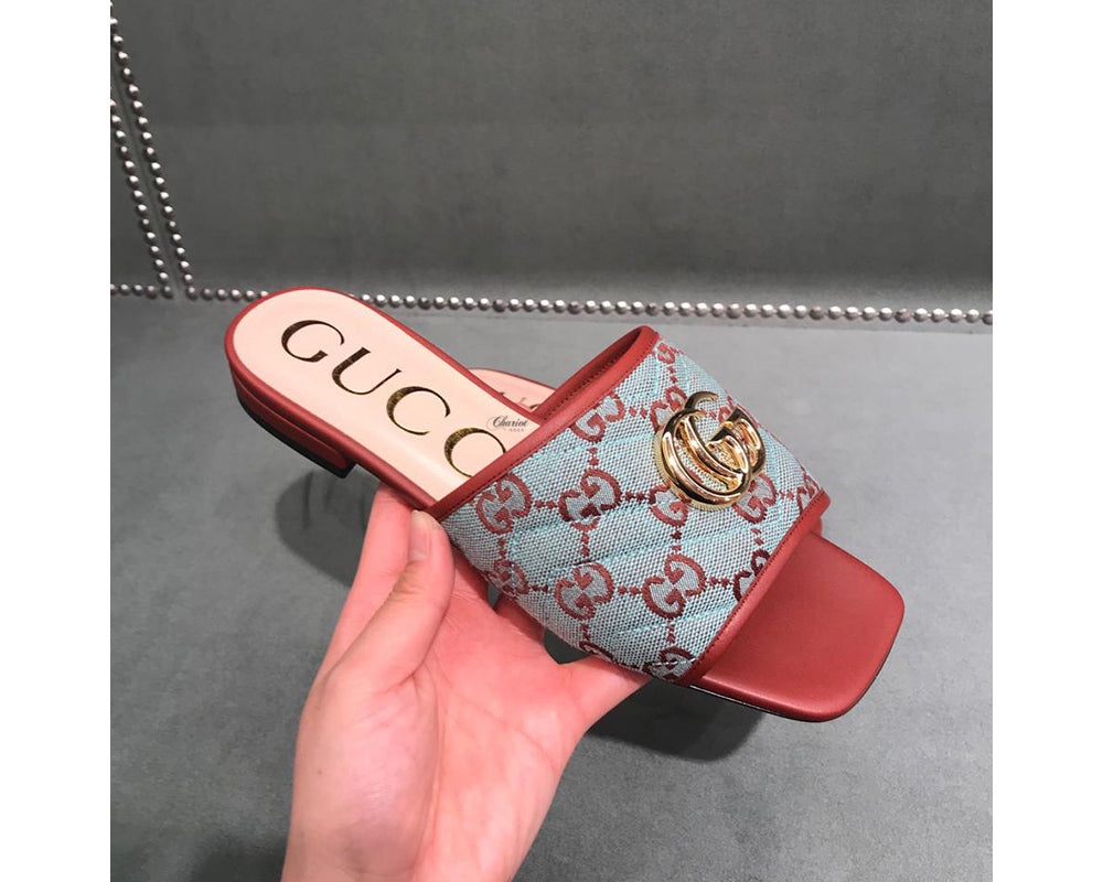 Gucci GG Matelassé canvas flat sandals