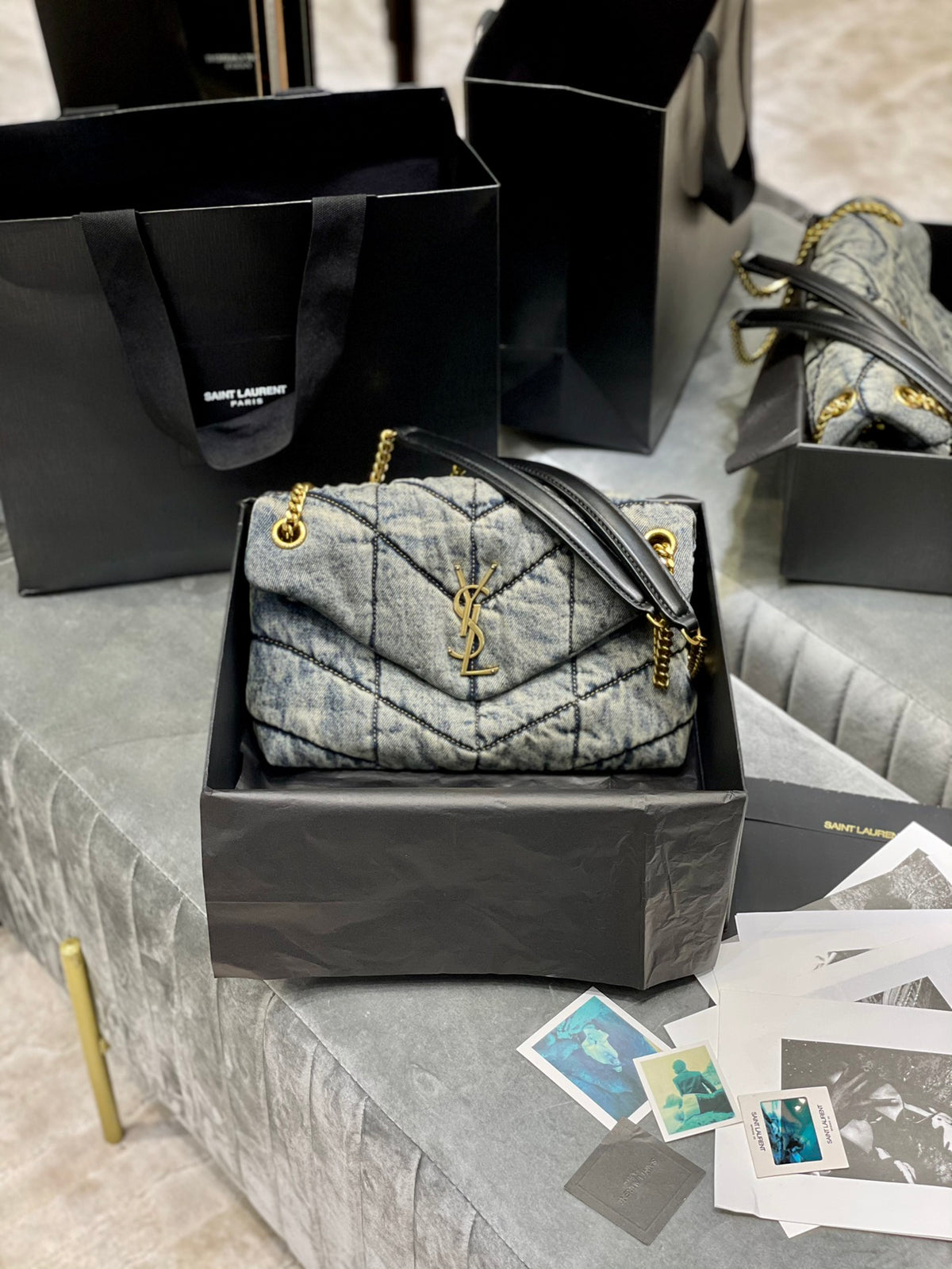 SAINT LAURENT Solferino Medium Cotton And Leather Shoulder Bag