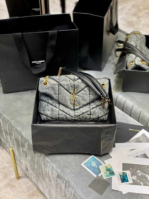 SAINT LAURENT Solferino Medium Cotton And Leather Shoulder Bag