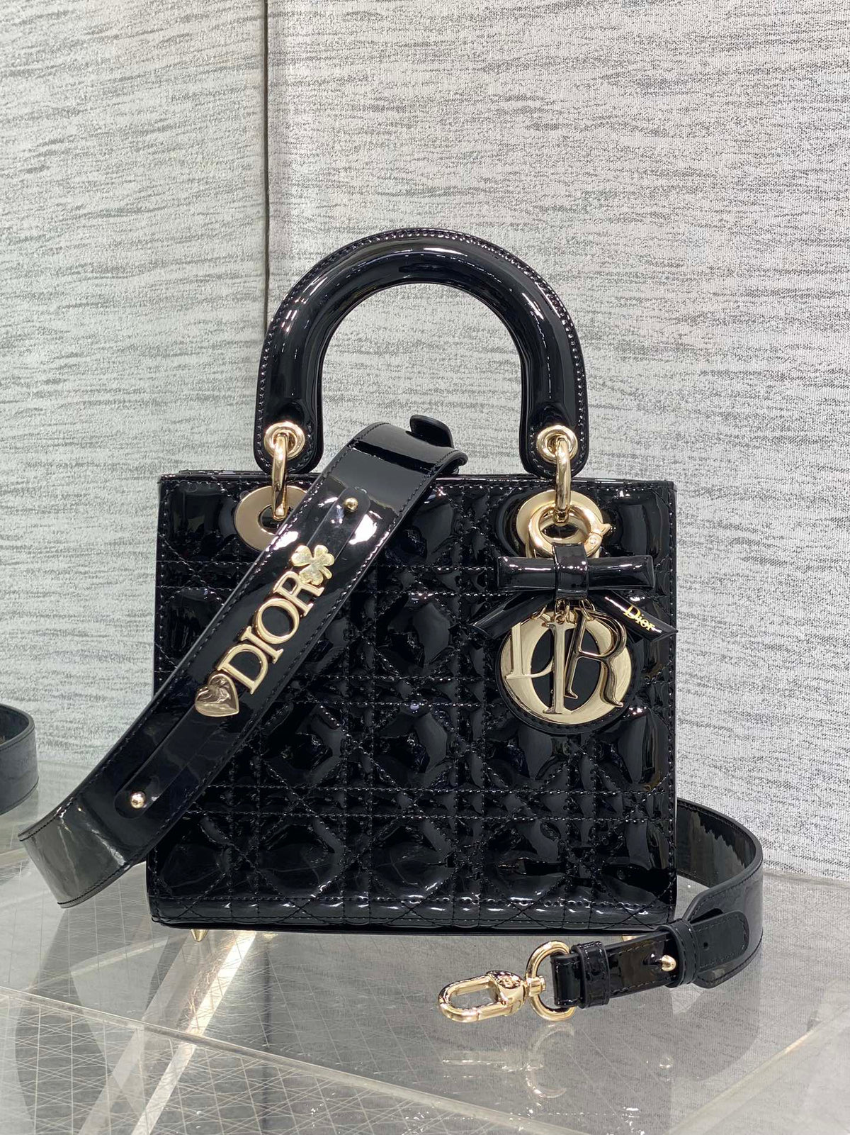 Christian Dior Small Lady Dior bag in Black Patent