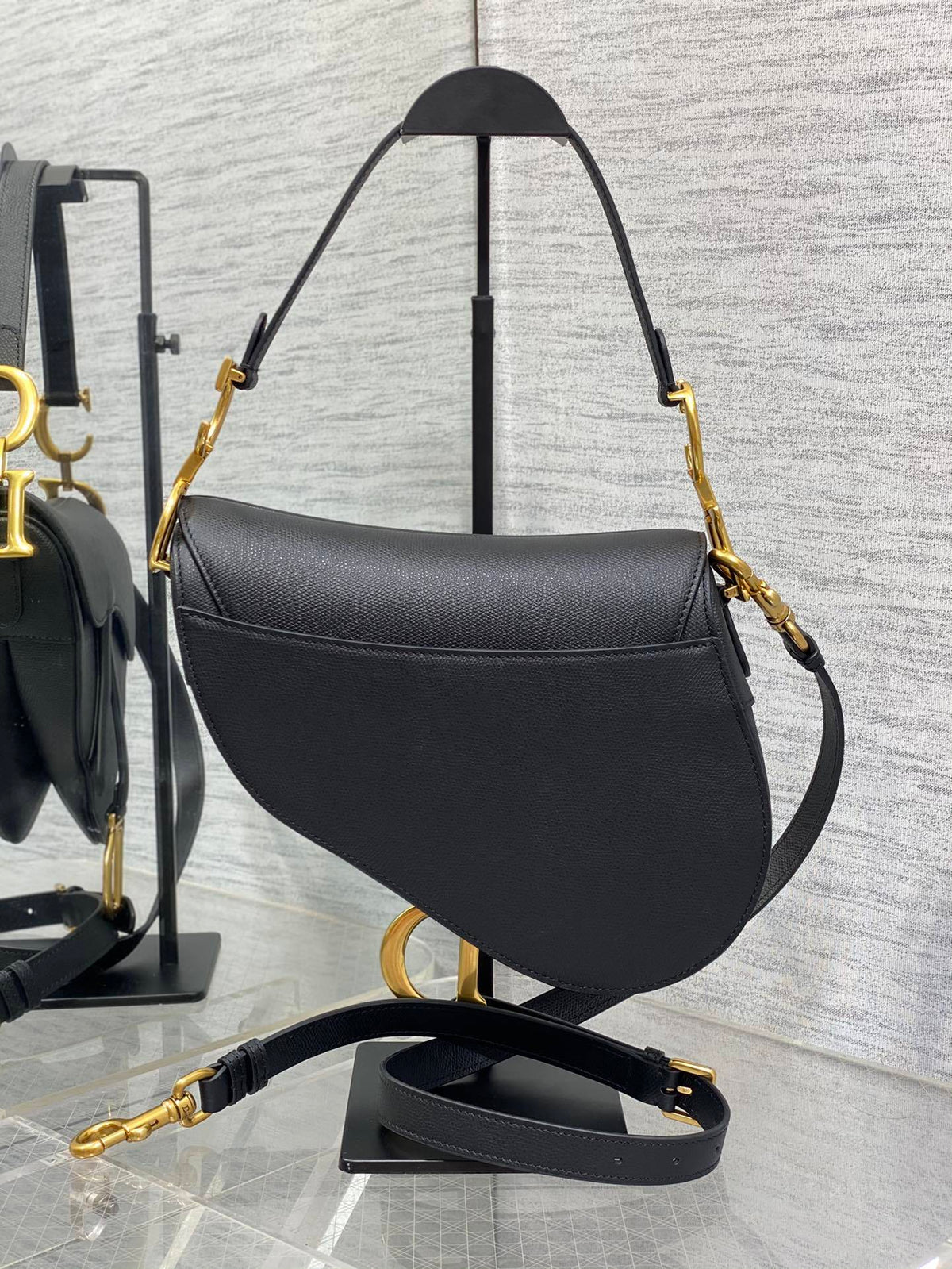 Christian Dior Saddle Bag in Black Gold Hardware
