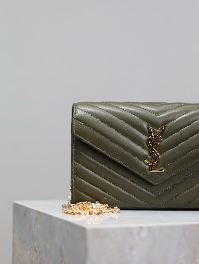 Saint Laurent chain wallet dark green