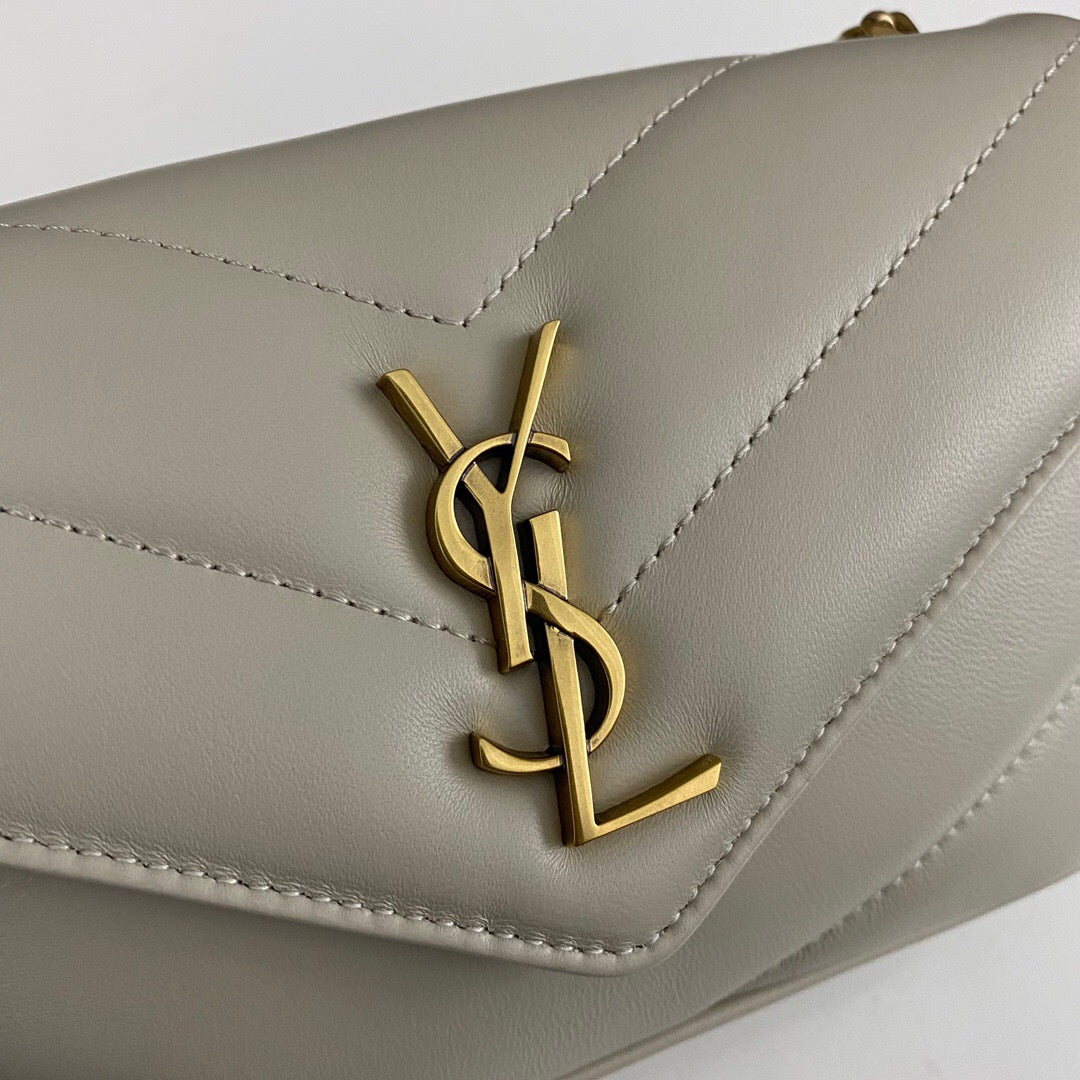 YSL Loulou medium in Matelassé Lambskin White