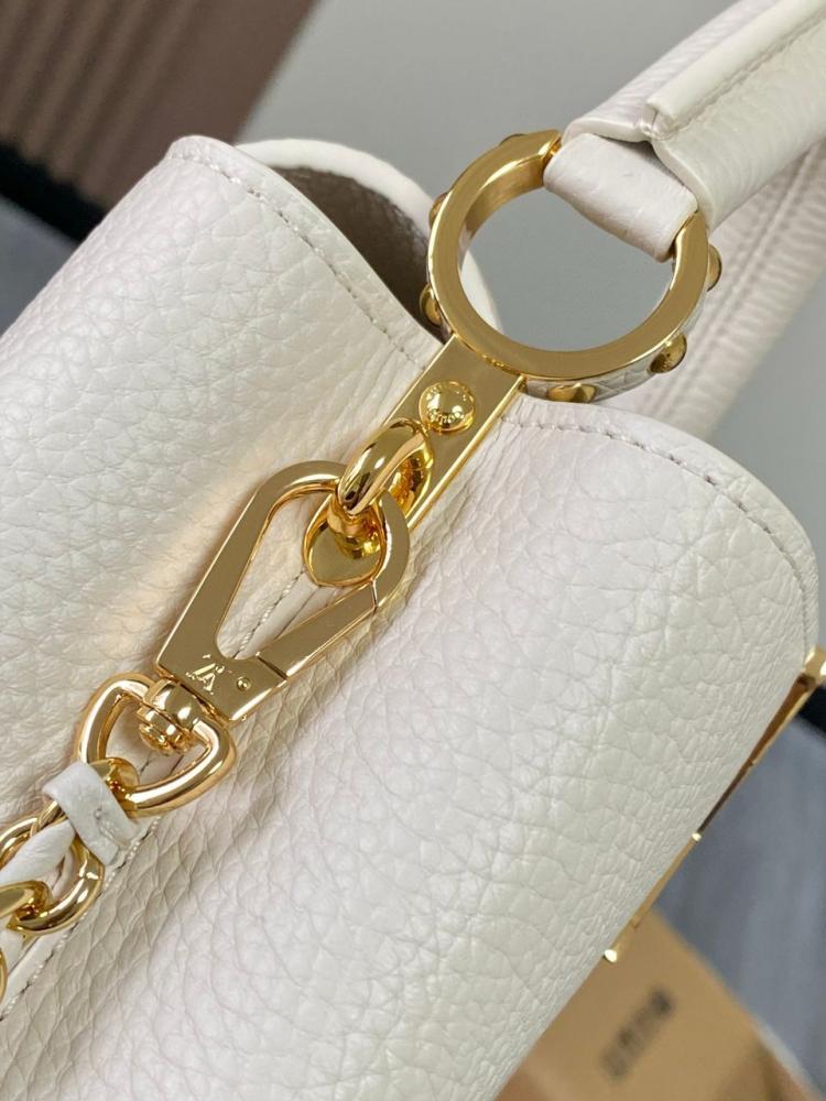 Louis Vuitton LV Capucines Beige LV Pattern Purple 21cm