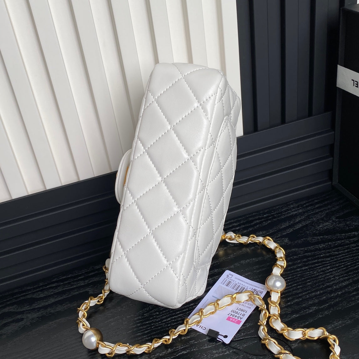 Chanel Mini Flap Bag Top Handle Pearl Chain