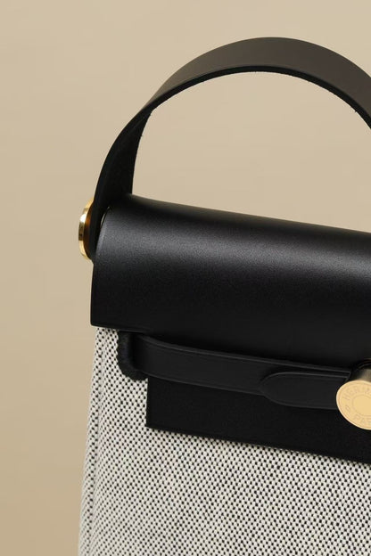 HN Herbag Mini in Ecru/Black gold hardware