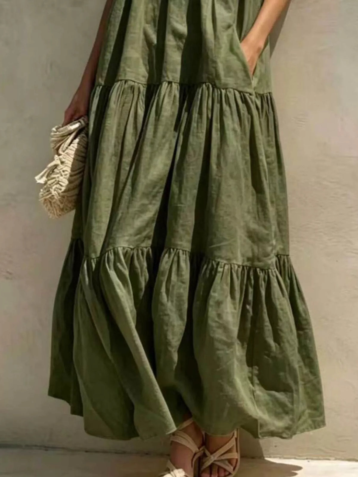 Tiered Scoop Neck Maxi Dress