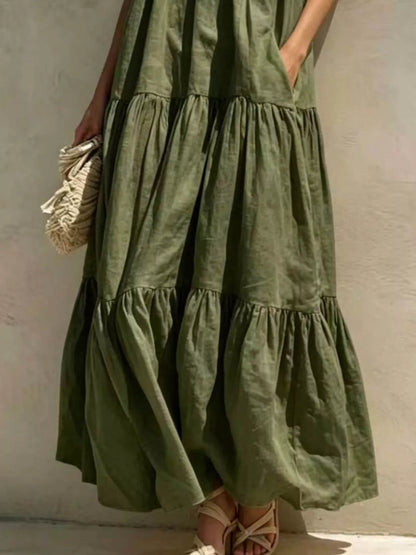 Tiered Scoop Neck Maxi Dress