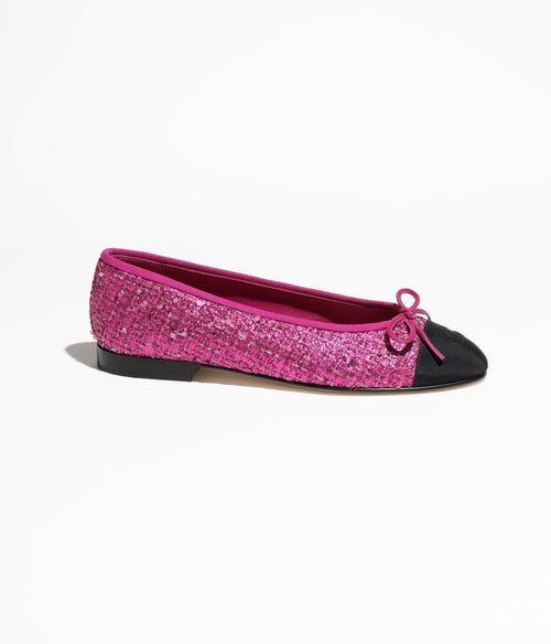 BALLET FLATS LIGHT PINK BLACK TWEED
