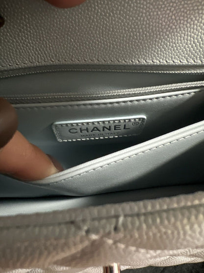 Chanel Coco Handbag Leather Light Grey Woman’s 23cm