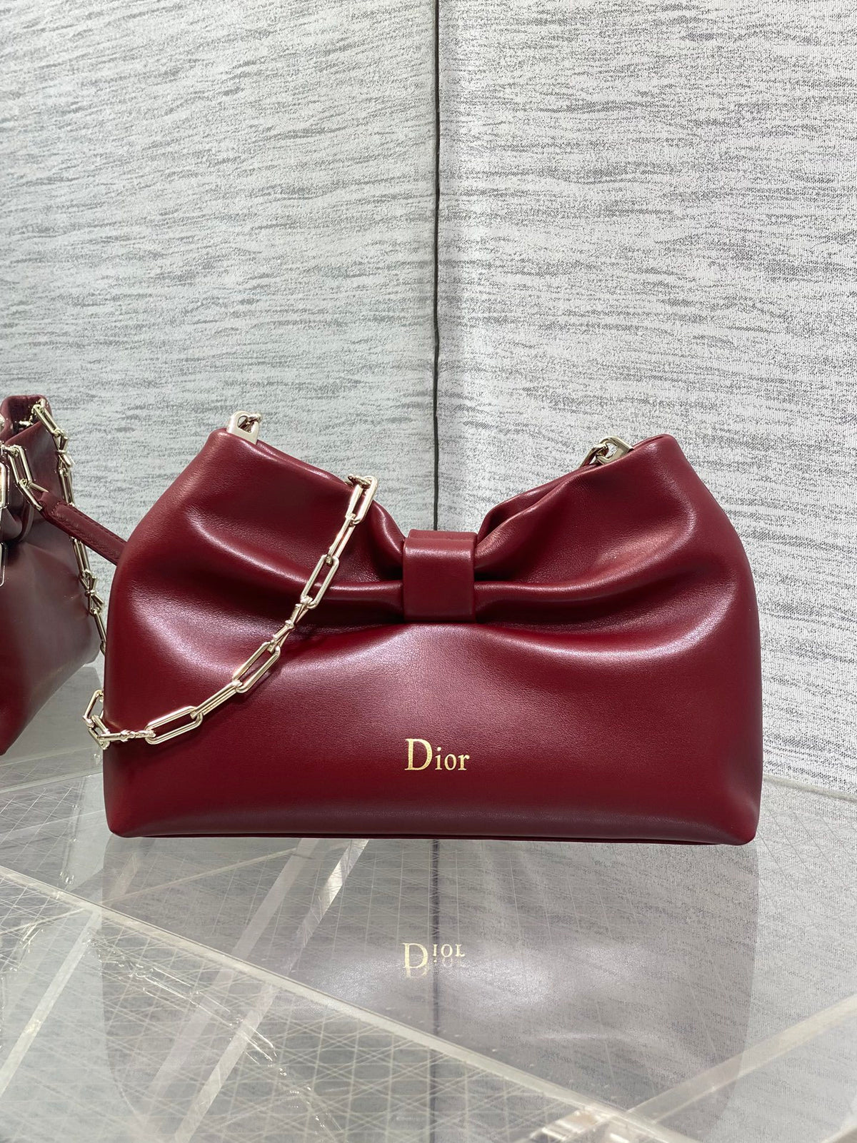 Dior Bow Bag Small Burgundy