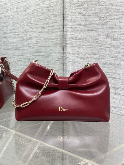 Dior Bow Bag Small Burgundy
