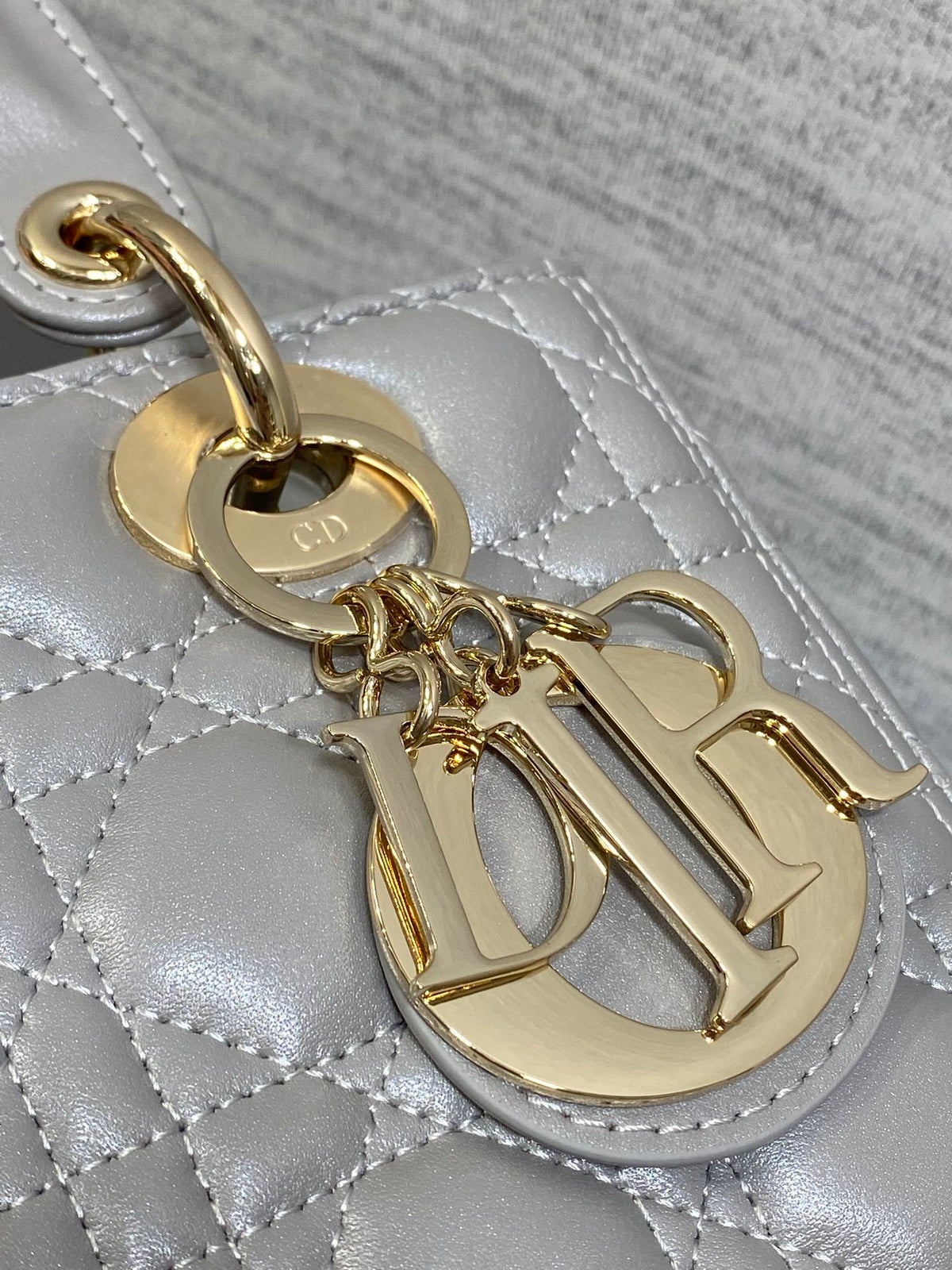 Dior Medium Lady in Grey Gold Hardware