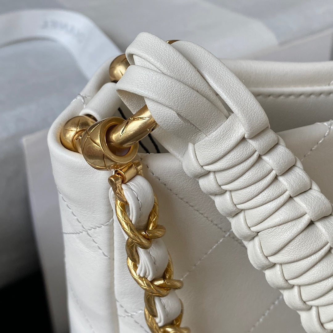 Chanel Calfskin Hobo Bag White/Black
