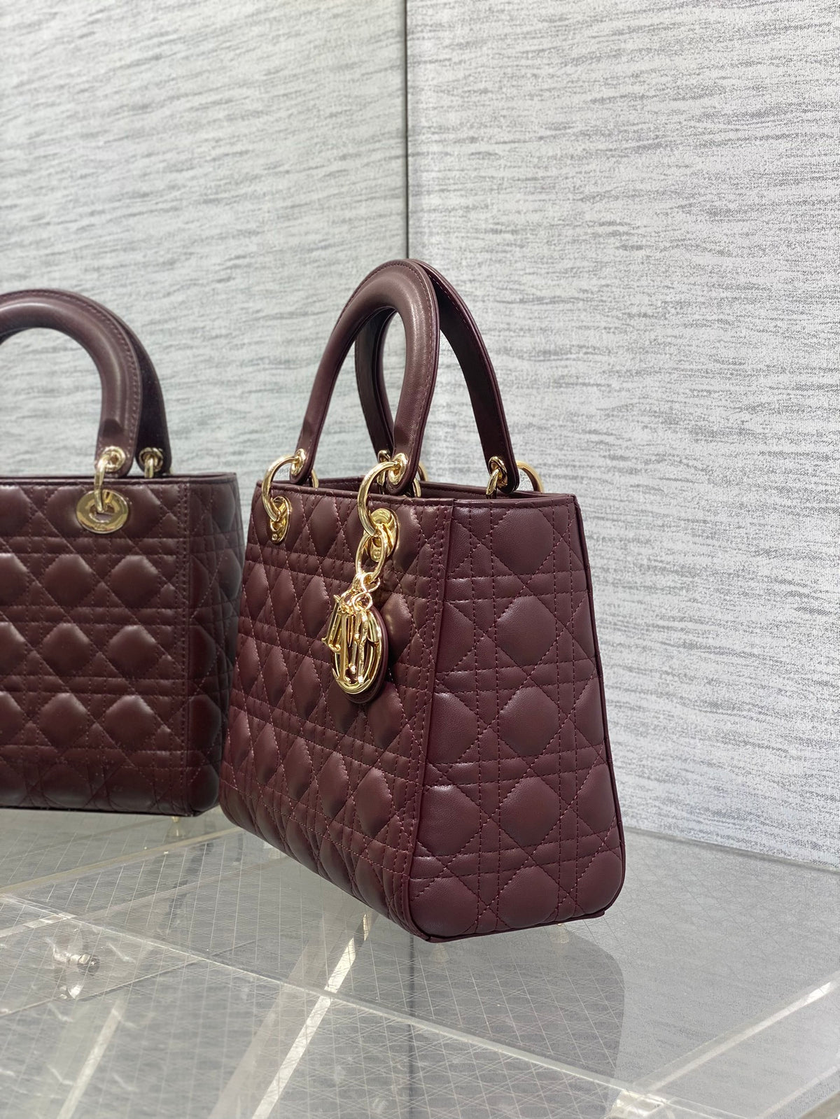 Christian Dior Small Lady Dior bag in Burgundy