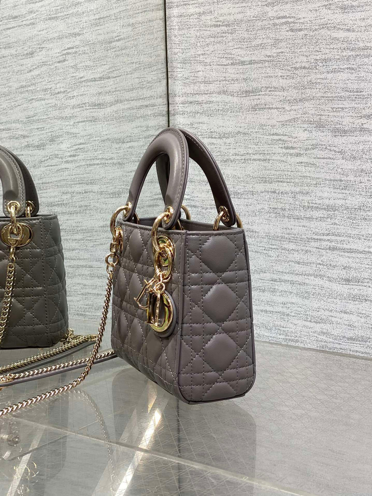 Christian Dior Mini Lady Dior bag in gray
