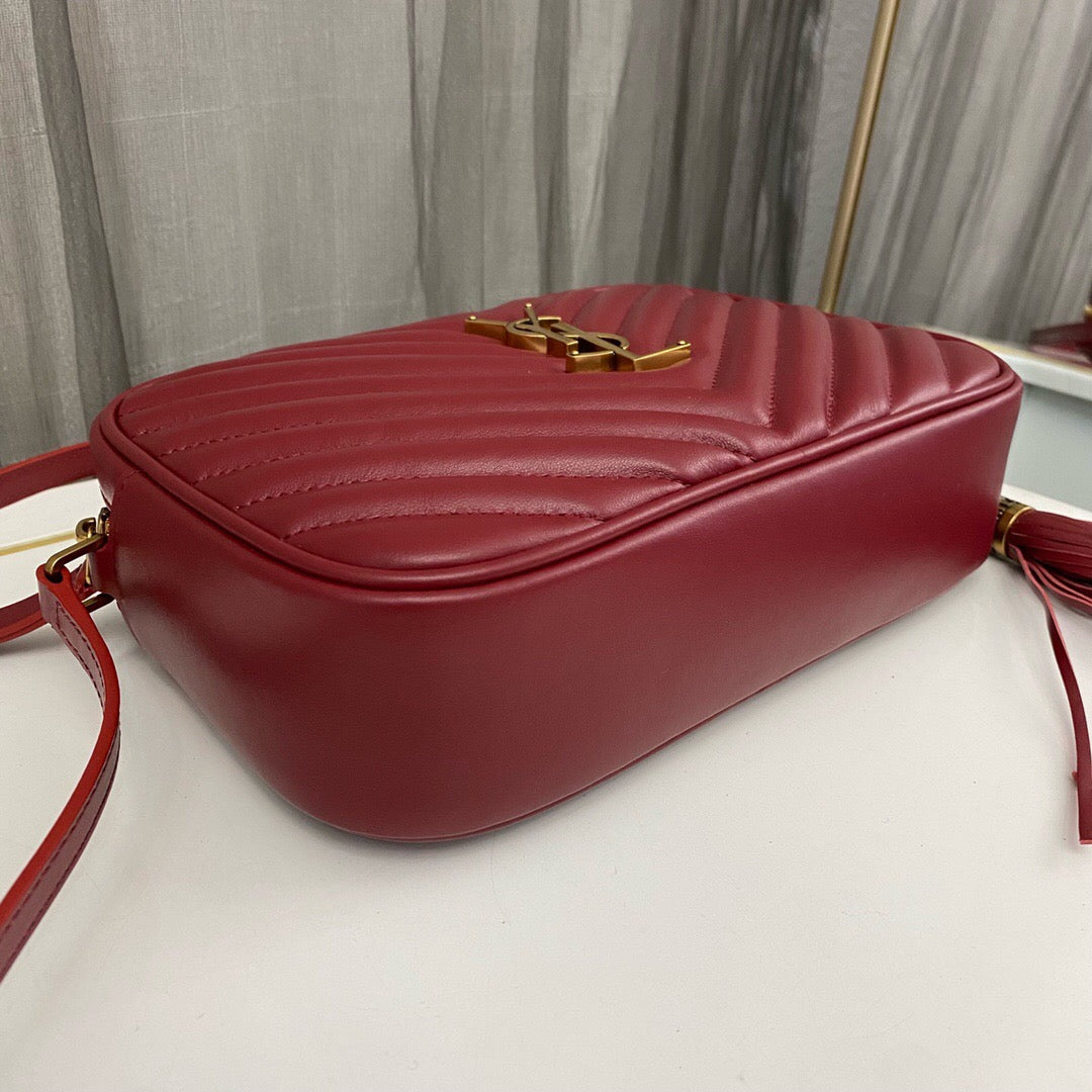Saint Laurent Lou Medium YSL Camera Bag with Pocket and Tassel in Quilted Leather