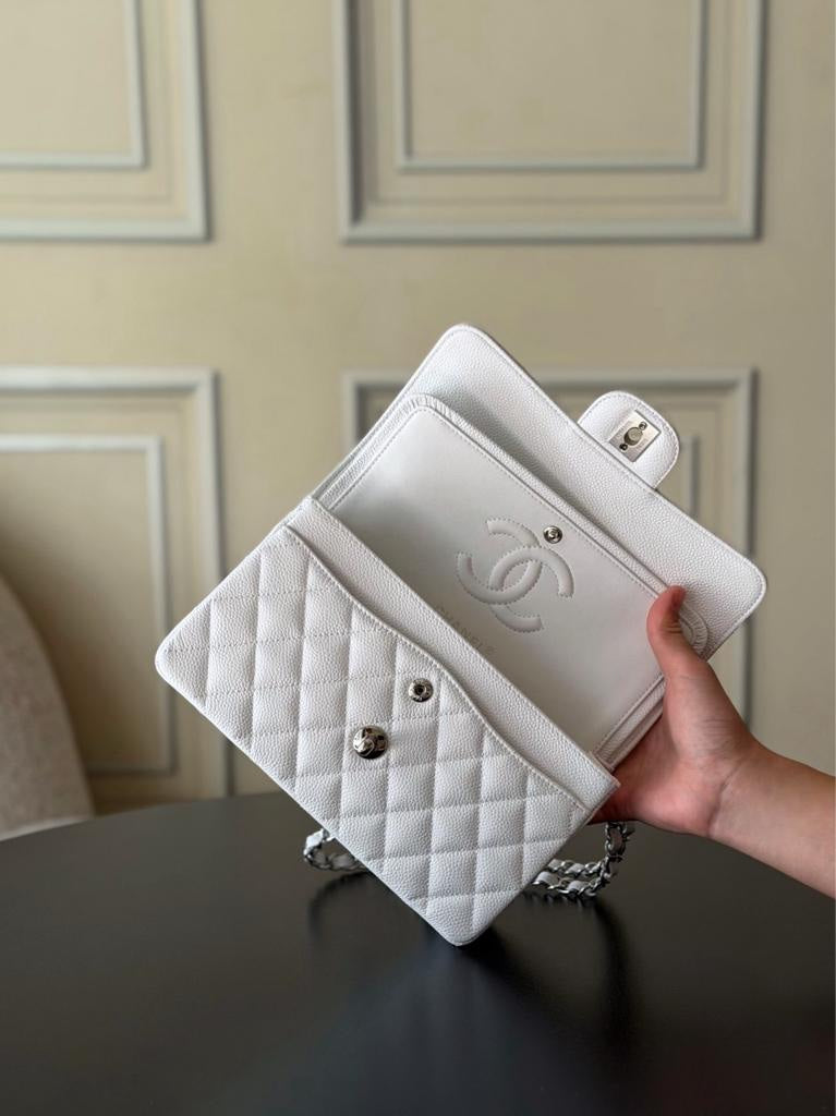 Chanel Classic Flap caviar sliver hardware