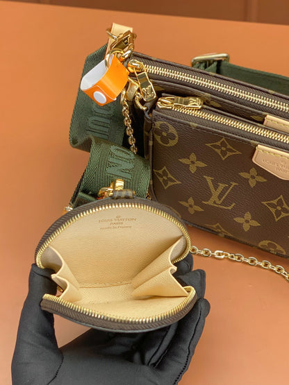 Louis Vuitton LV Multi Pochette Handle Fabric Green Handbags Monogram