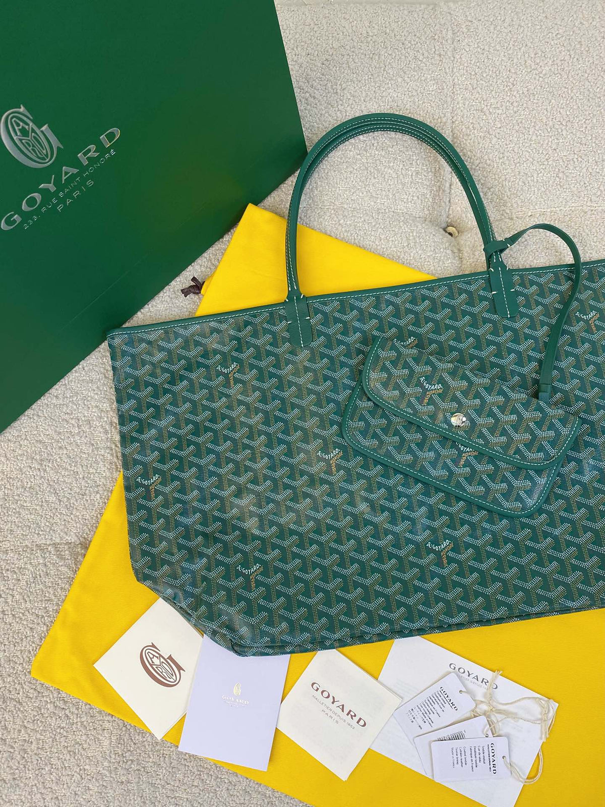 Goyard Green Goyardine Canvas & Chevroches Calfskin Saint Louis PM Tote