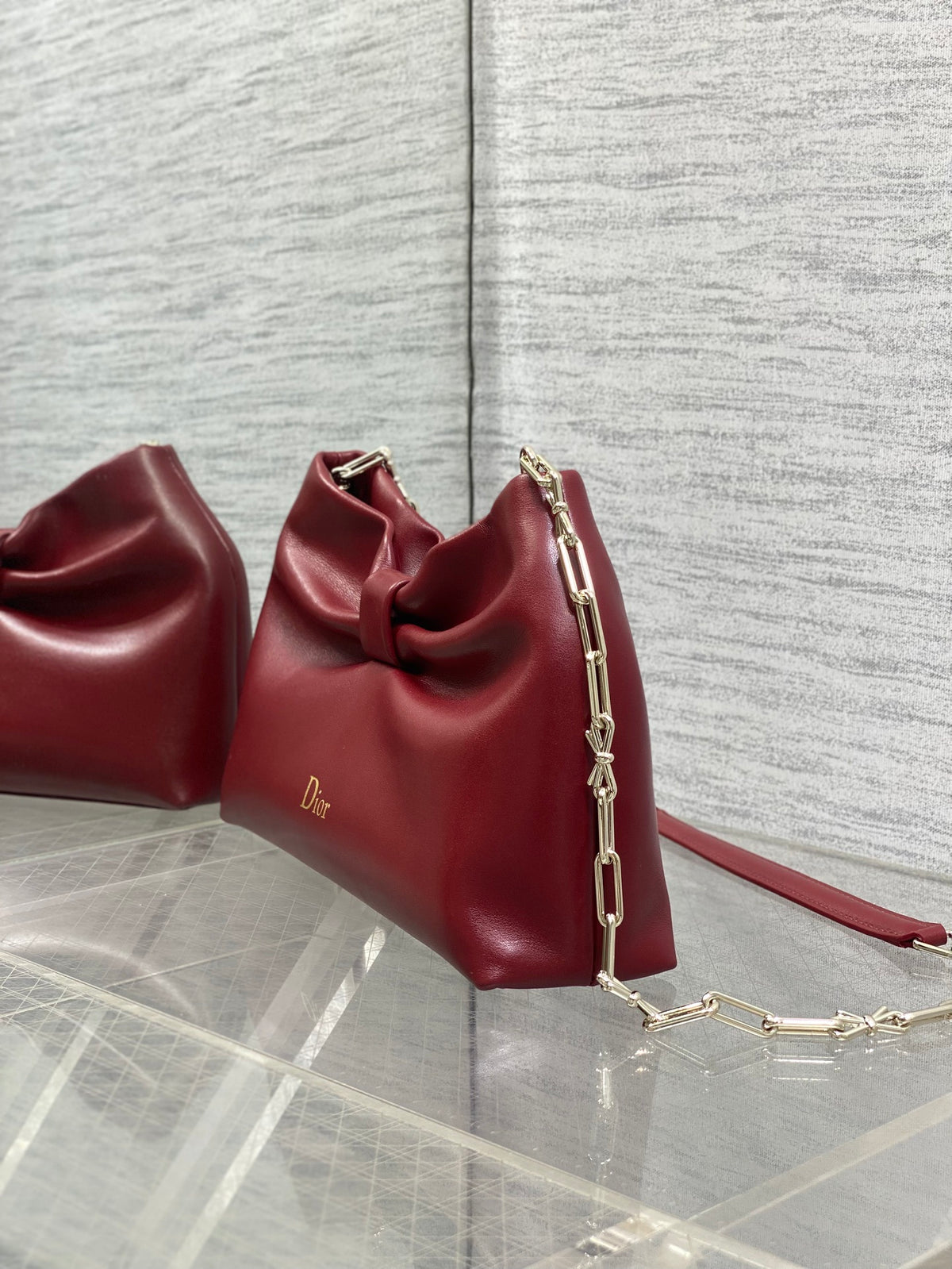 Dior Bow Bag Small Burgundy