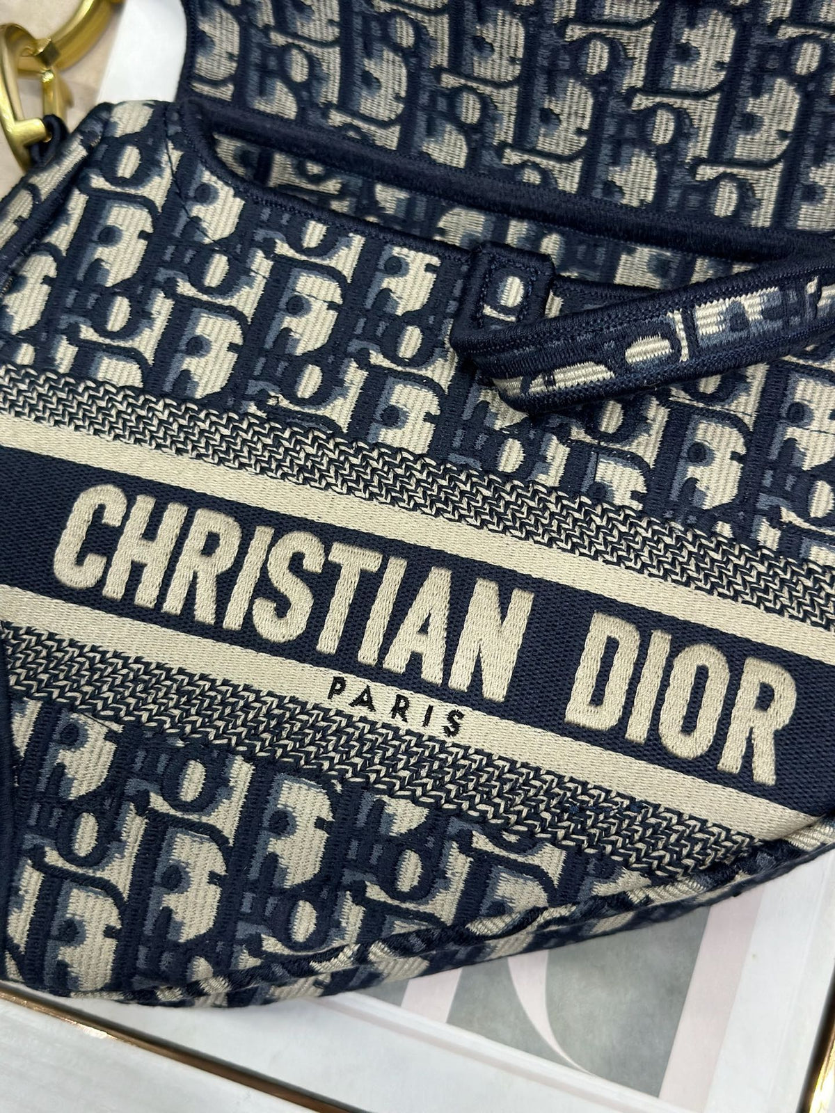 Christian Dior Saddle Bag in Blue Dior Oblique Jacquard