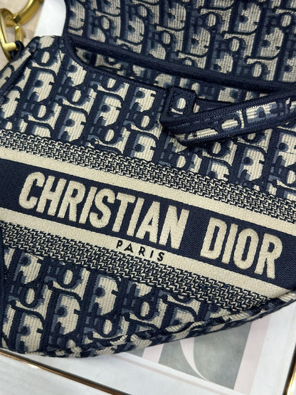 Christian Dior Saddle Bag in Blue Dior Oblique Jacquard