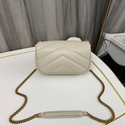 YSL Loulou medium in Matelassé Lambskin White