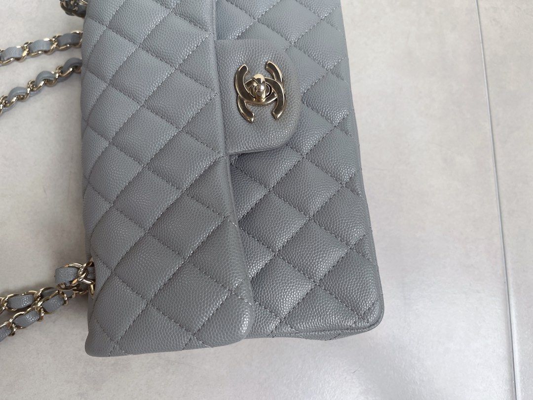 Chanel Classic Flap bag in Grey Caviar Leather