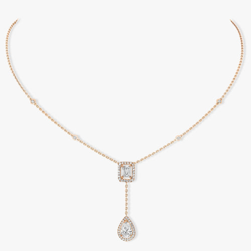MY TWIN DIAMOND PINK GOLD TIE NECKLACE