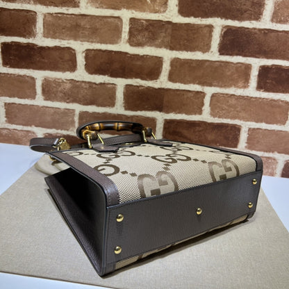 Gucci Diana Jumbo GG Tote Bag Small Camel/Ebony