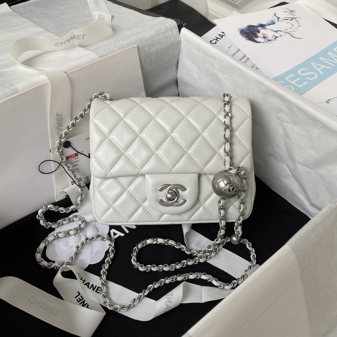 Chanel Mini Silver 22 White Calfskin