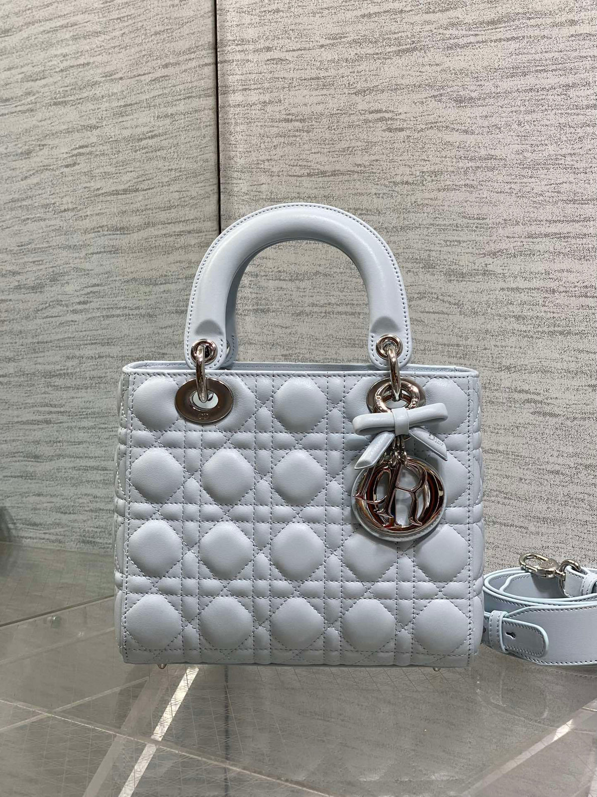 Dior Small Lady Dior Bag in Ice Blue Cannage