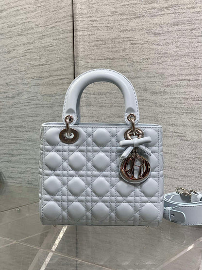 Dior Small Lady Dior Bag in Ice Blue Cannage