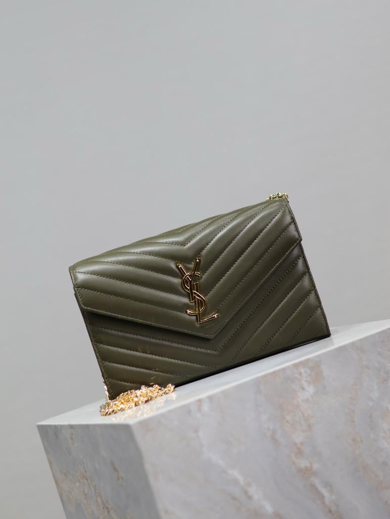 Saint Laurent chain wallet dark green
