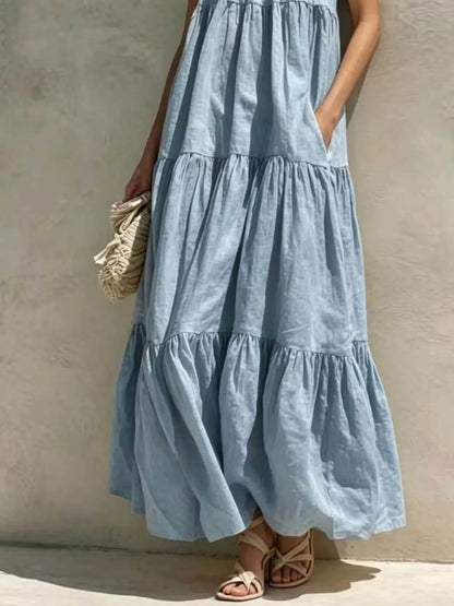 Tiered Scoop Neck Maxi Dress