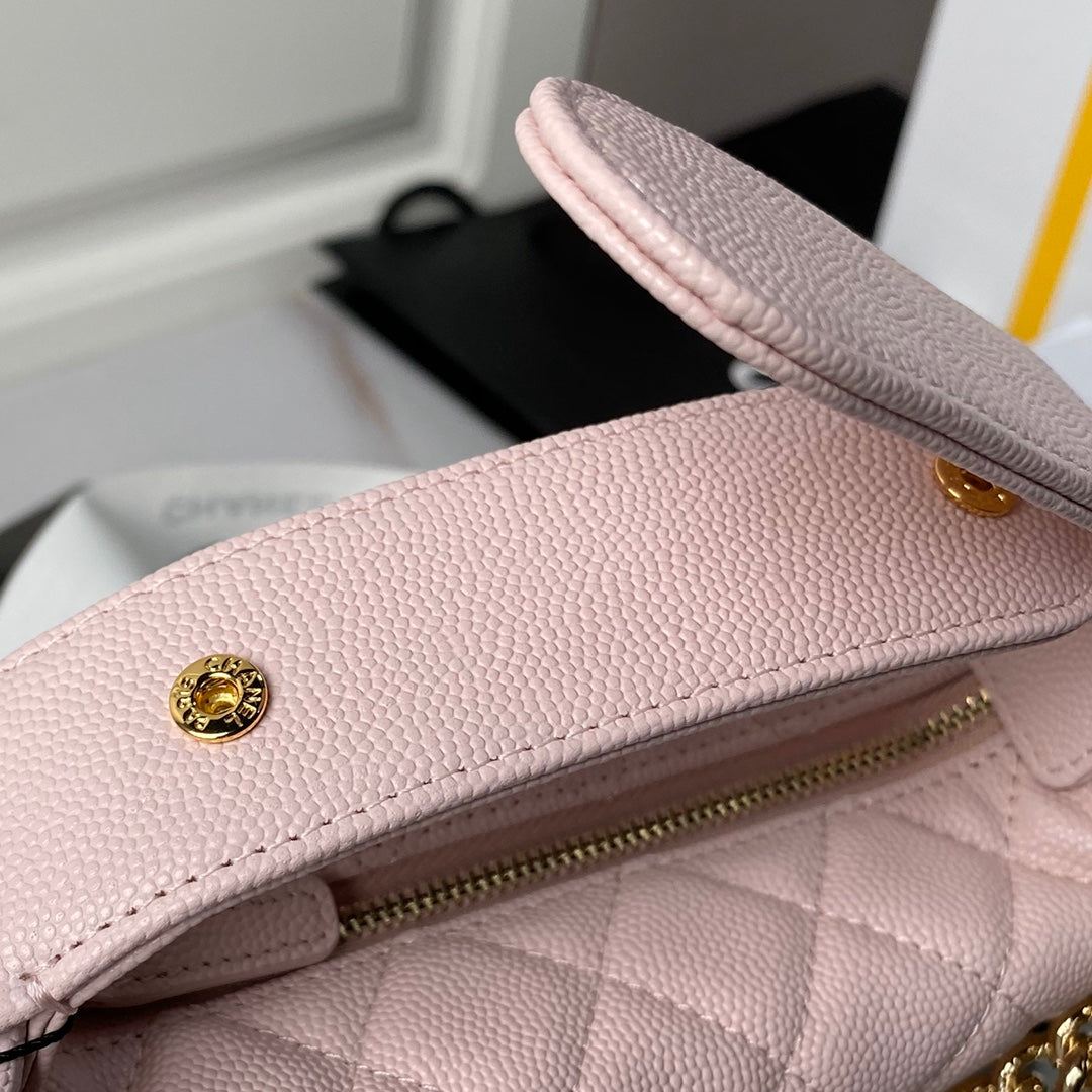Chanel mini gold chain bag, light pink CN628